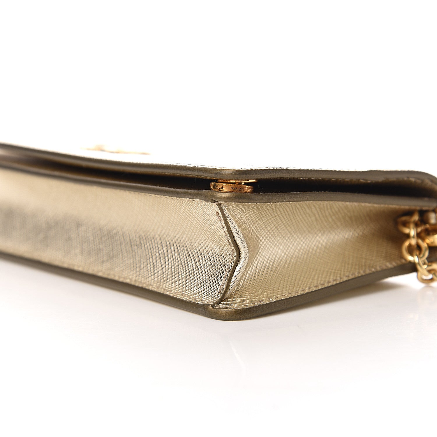 Prada Metallic Saffiano Metal Phone Wristlet Crossbody Wallet Platino 7 of 9