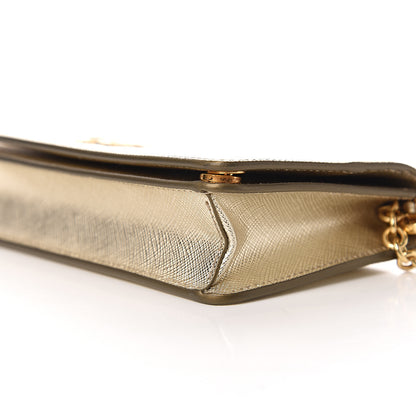 Prada Metallic Saffiano Metal Phone Wristlet Crossbody Wallet Platino 7 of 9
