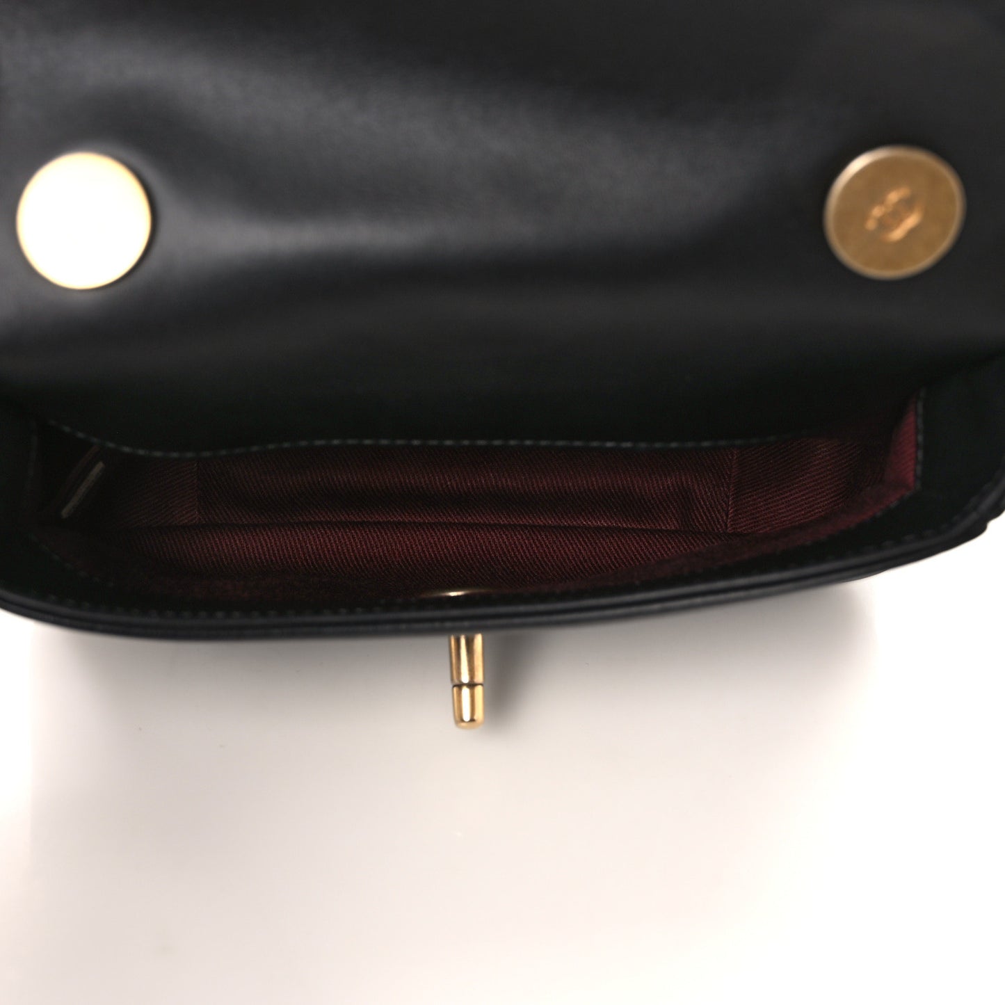 Calfskin Stitched Flap Black