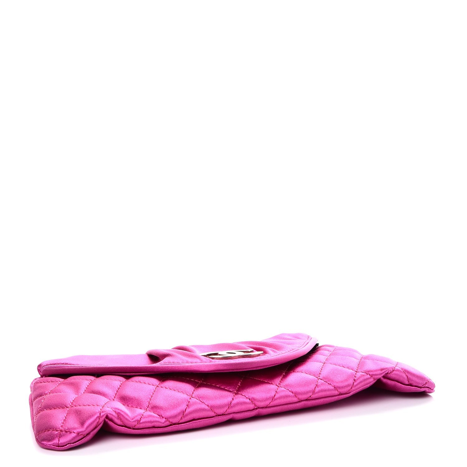 Chanel Satin Quilted Flap Clutch Fuchsia 4 of 7