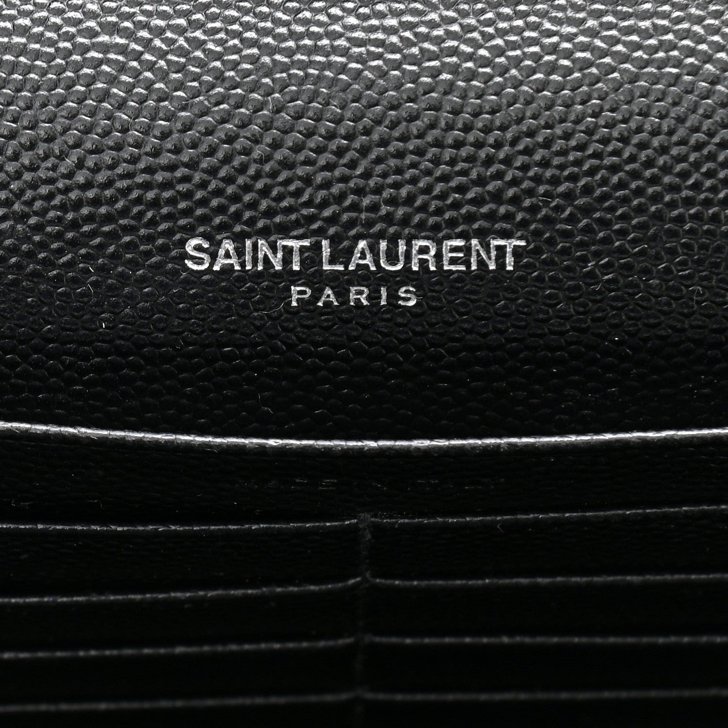 Saint Laurent Grain De Poudre Matelasse Chevron Monogram Chain Wallet Black 6 of 13