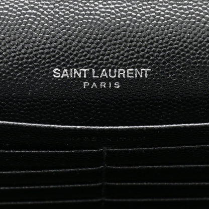 Saint Laurent Grain De Poudre Matelasse Chevron Monogram Chain Wallet Black 6 of 13