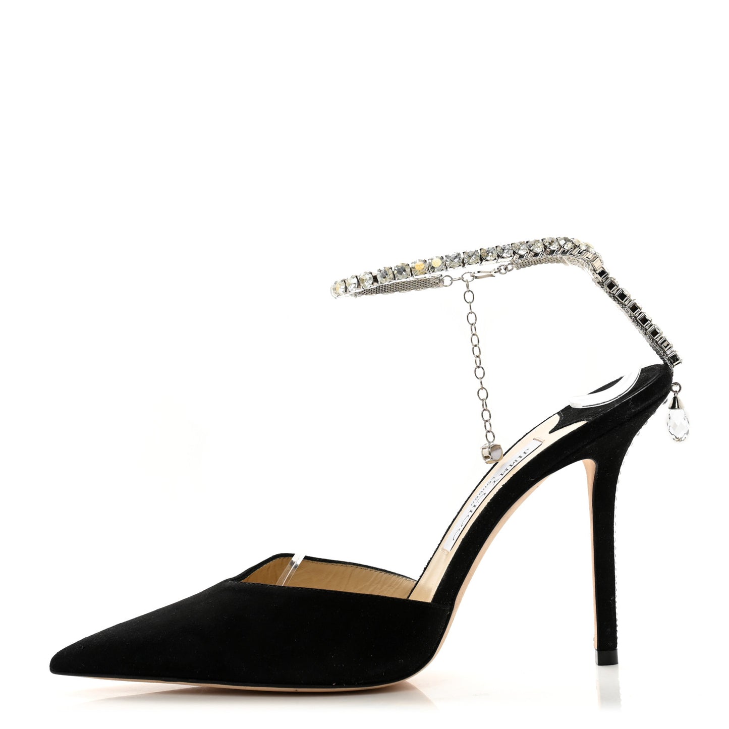 Suede Crystal Saeda 100 Pumps 39.5 Black