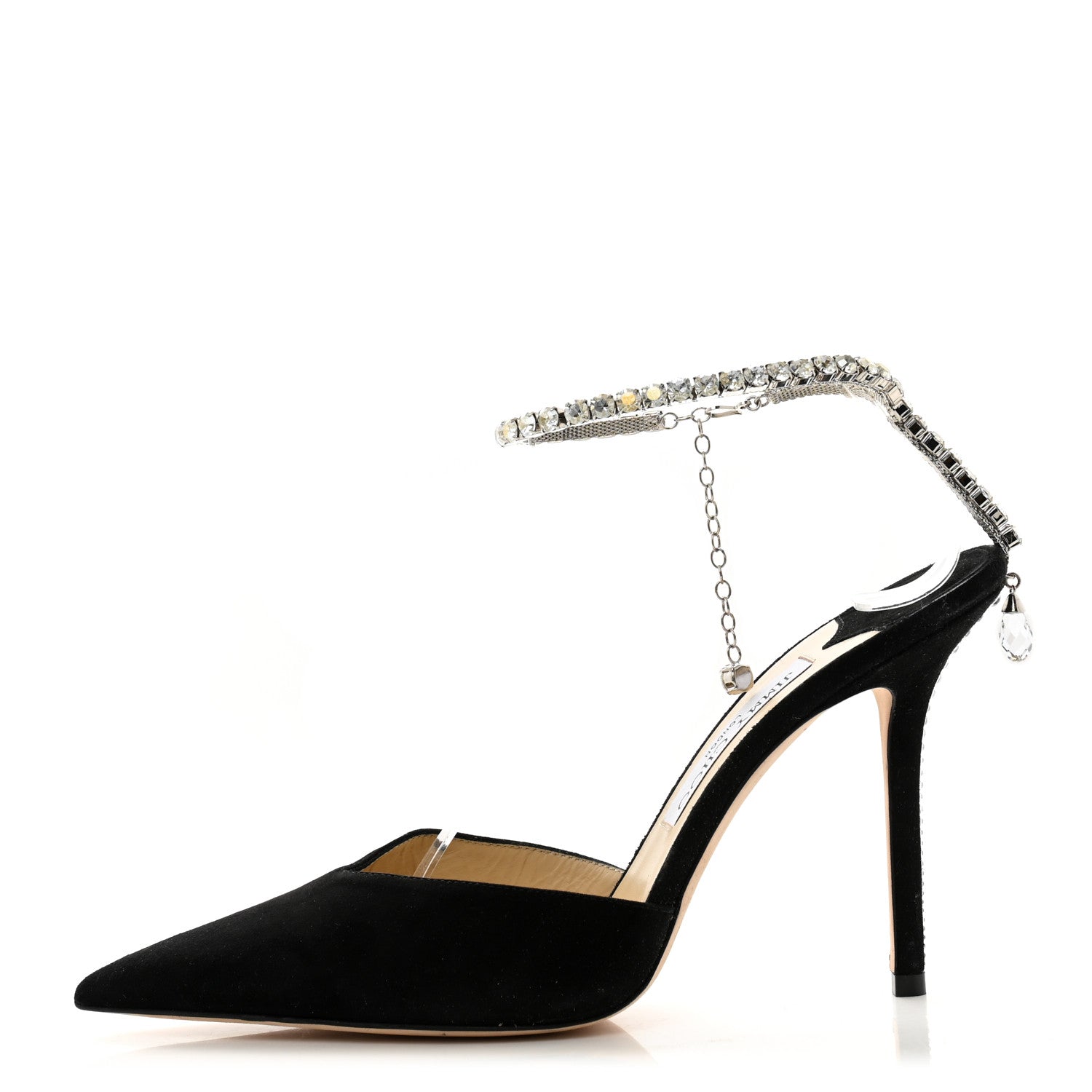 Jimmy Choo Suede Crystal Saeda 100 Pumps 39.5 Black 1 of 9