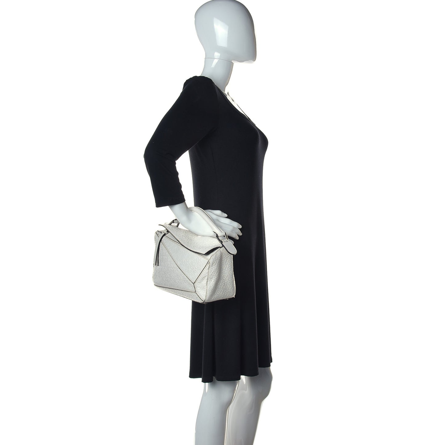 Calfskin Embossed Small Puzzle Bag White