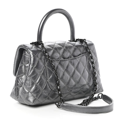 Chanel Aged Calfskin Quilted Mini Coco Handle Flap Charcoal 3 of 9