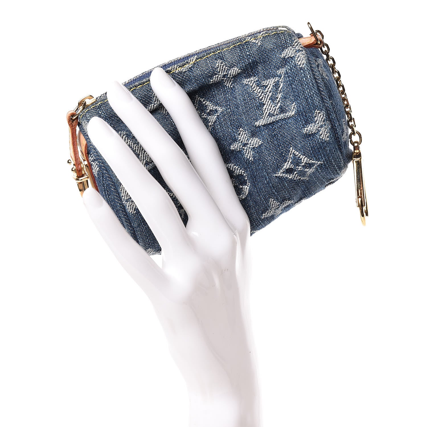 Louis Vuitton Monogram Denim Pochette Speedy PM Key Holder Blue 2 of 9
