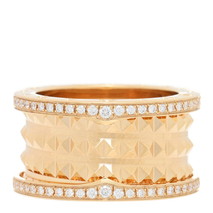 Bulgari 18K Yellow Gold Diamond B.Zero1 Rock Four-Band Pave Ring 54 6.75 1 of 5