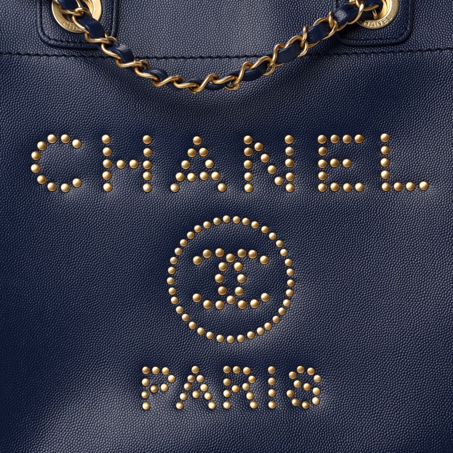 Chanel Caviar Small Studded Deauville Tote Navy 11 of 11