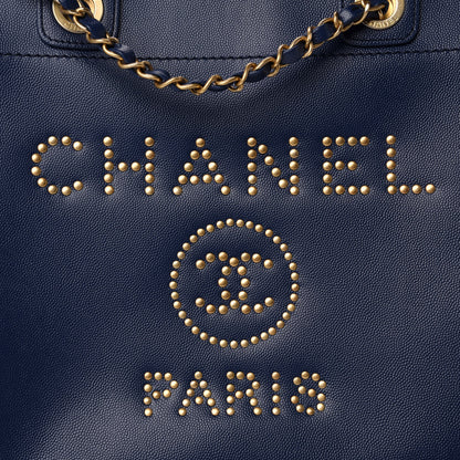 Chanel Caviar Small Studded Deauville Tote Navy 11 of 11