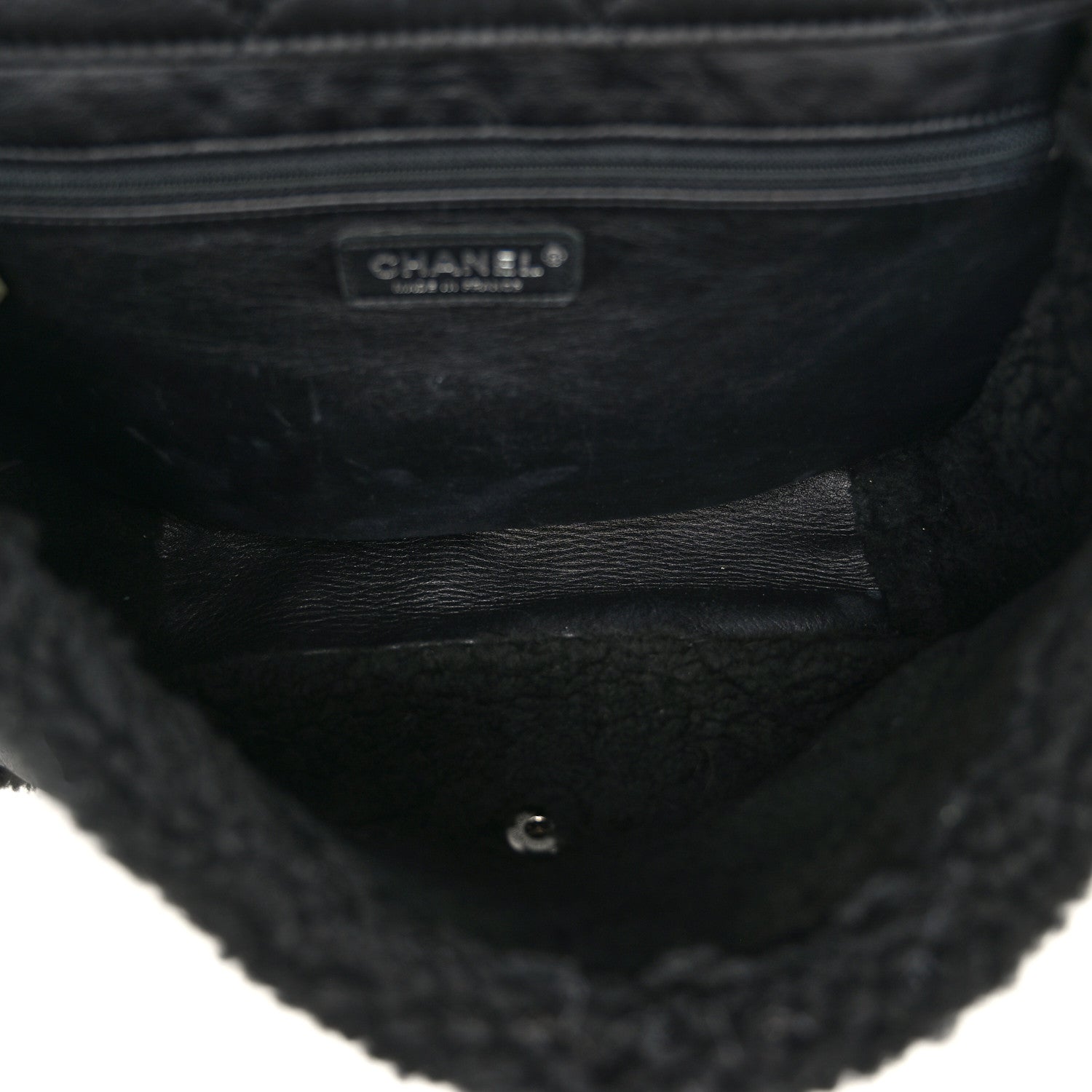 Chanel Shearling Quilted Jumbo Single Flap Black 5 of 9
