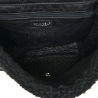 Chanel Shearling Quilted Jumbo Single Flap Black 5 of 9