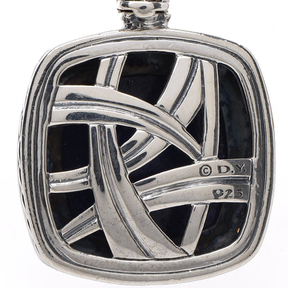 David Yurman Sterling Silver Diamond Lapis Lazuli 17mm Albion Enhancer Pendant 3 of 4