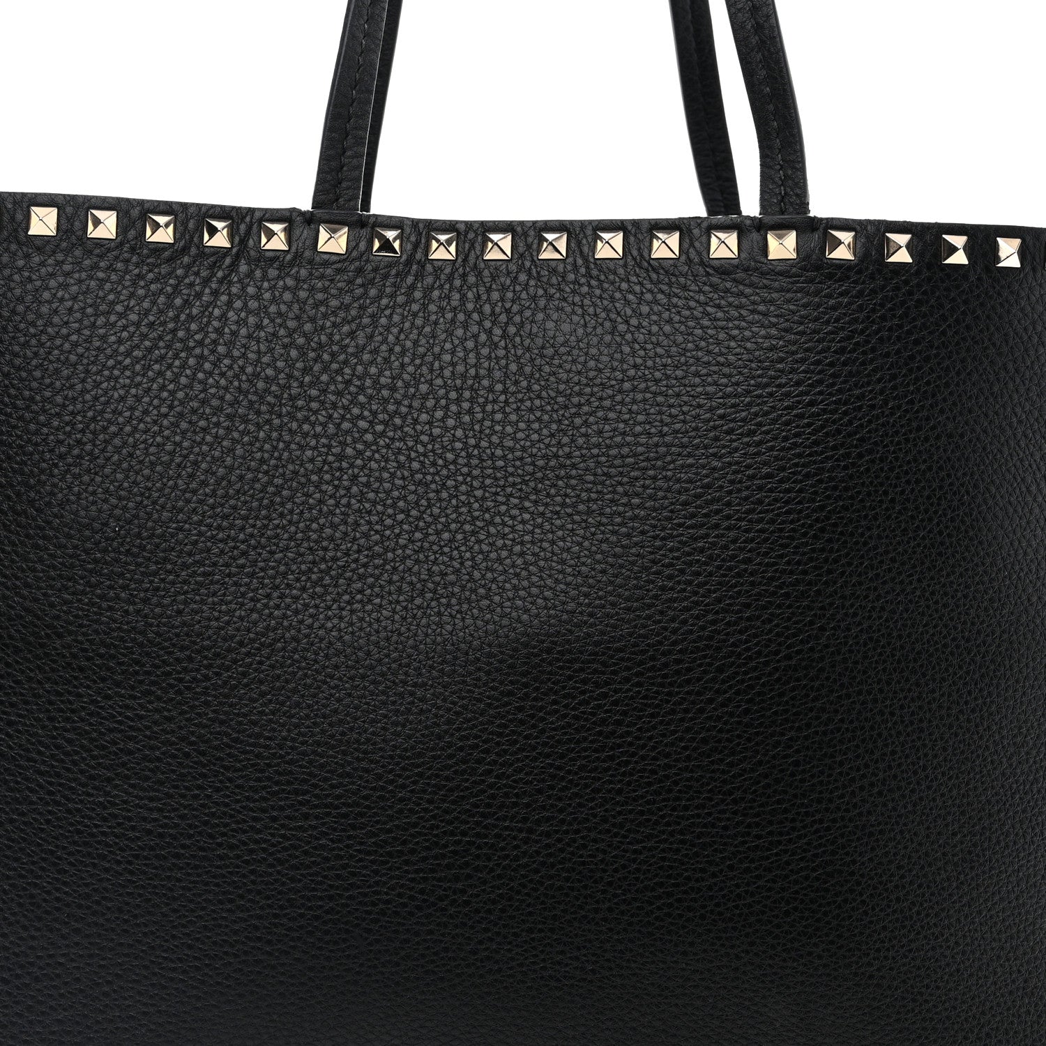 Valentino Garavani Grained Calfskin Rockstud Shoulder Tote Black 7 of 13