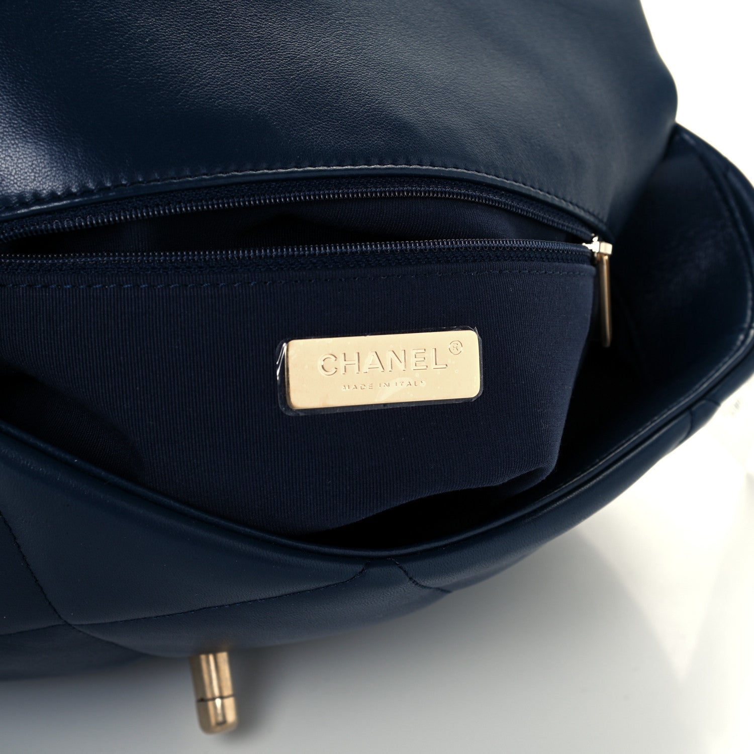 Chanel Lambskin Quilted Large Chanel 19 Flap Navy Blue 6 of 10
