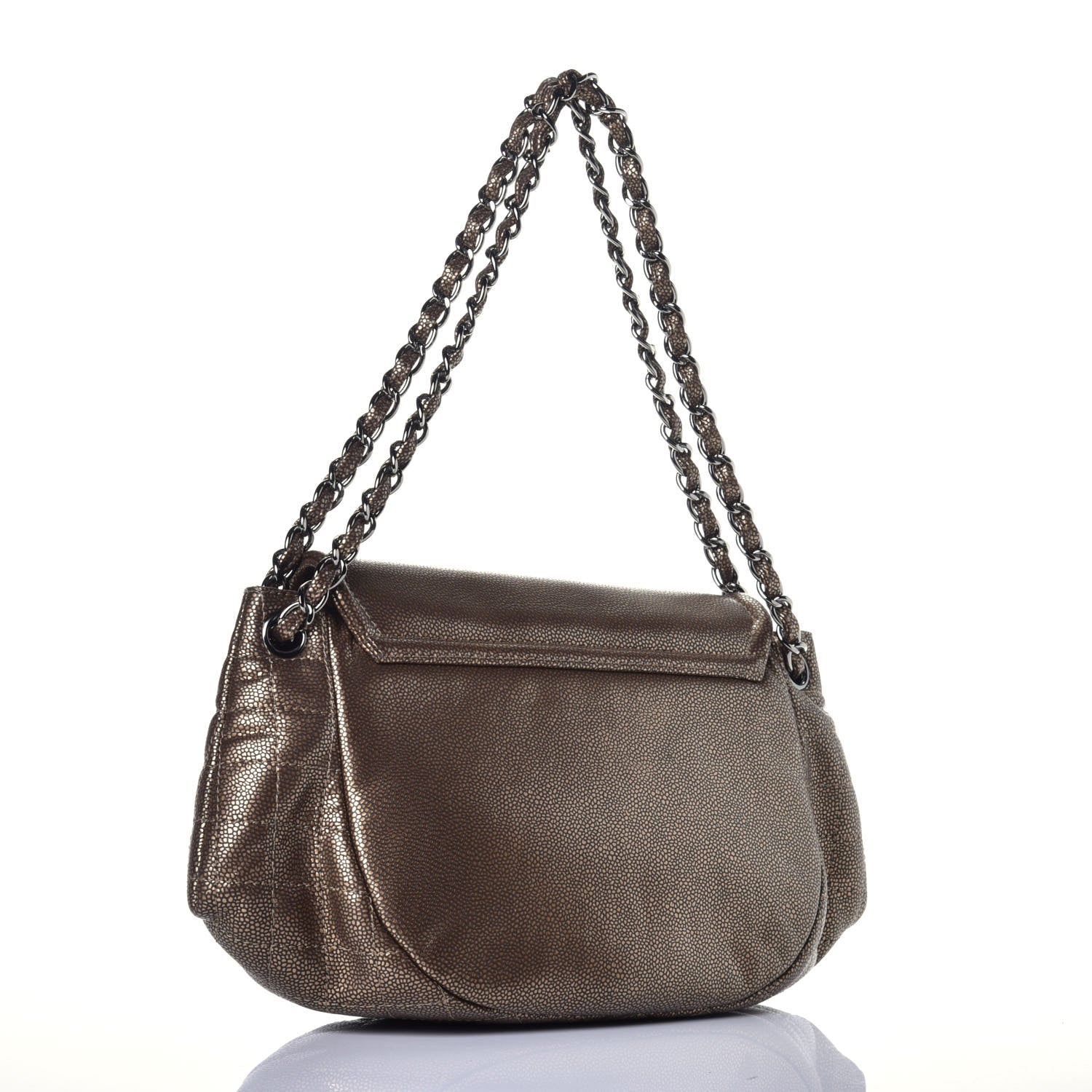 Chanel Metallic Caviar Half Moon Large Flap Bronze 2 of 8