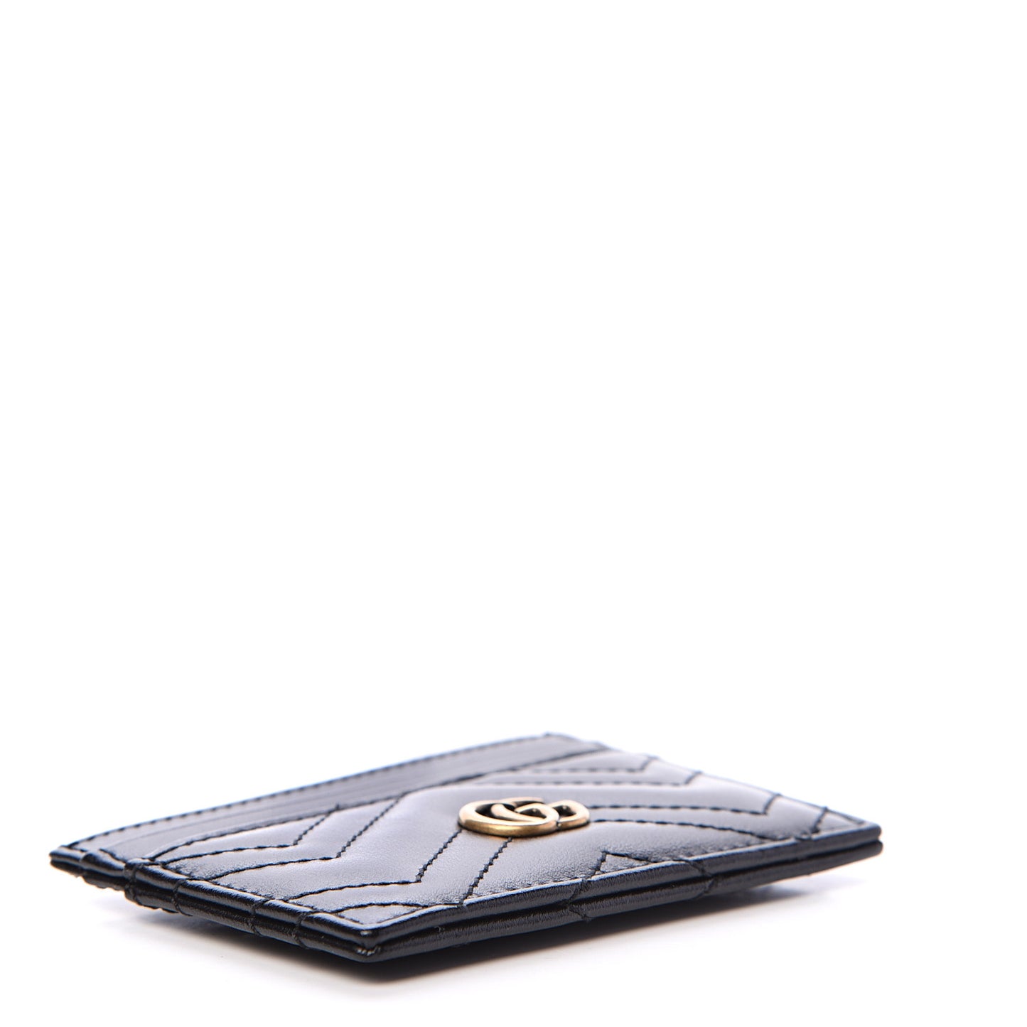 Calfskin Matelasse GG Marmont Card Holder Black
