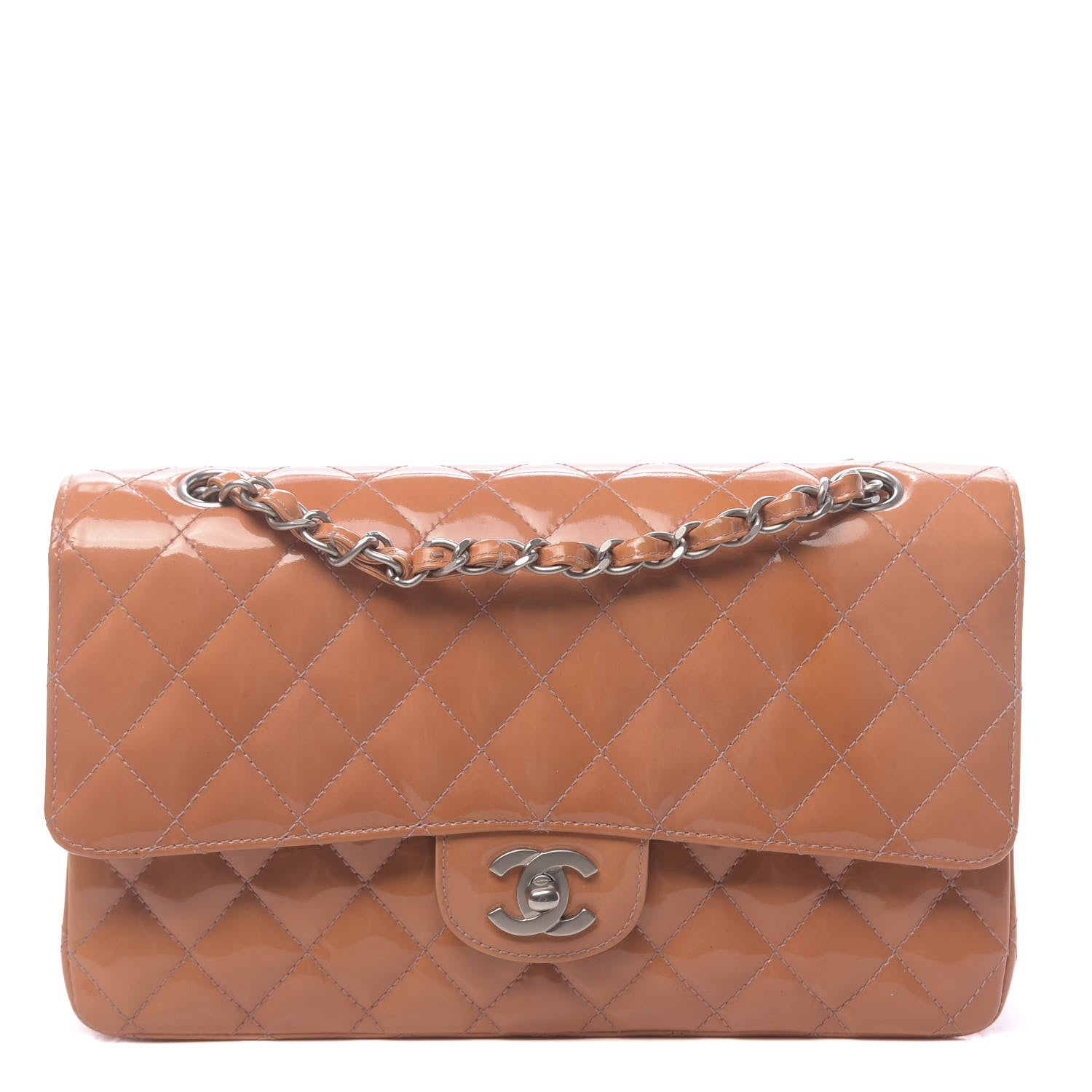 Chanel Patent Quilted Medium Double Flap Orange 1 of 16