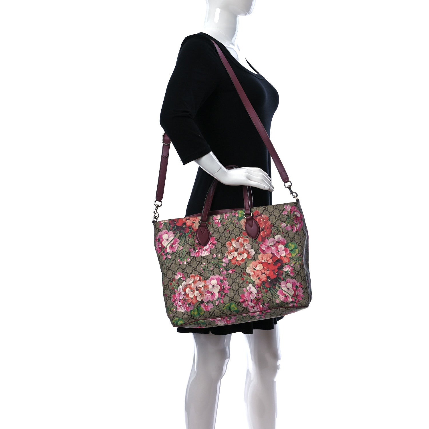 Gucci Soft GG Supreme Monogram Blooms Medium Crossbody Tote Beige Multicolor Dry Rose 2 of 13