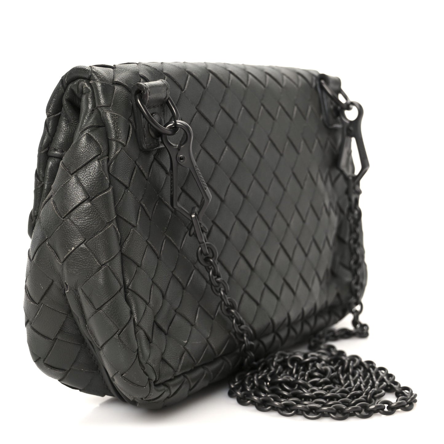 Nappa Intrecciato Small Chain Crossbody Light Grey