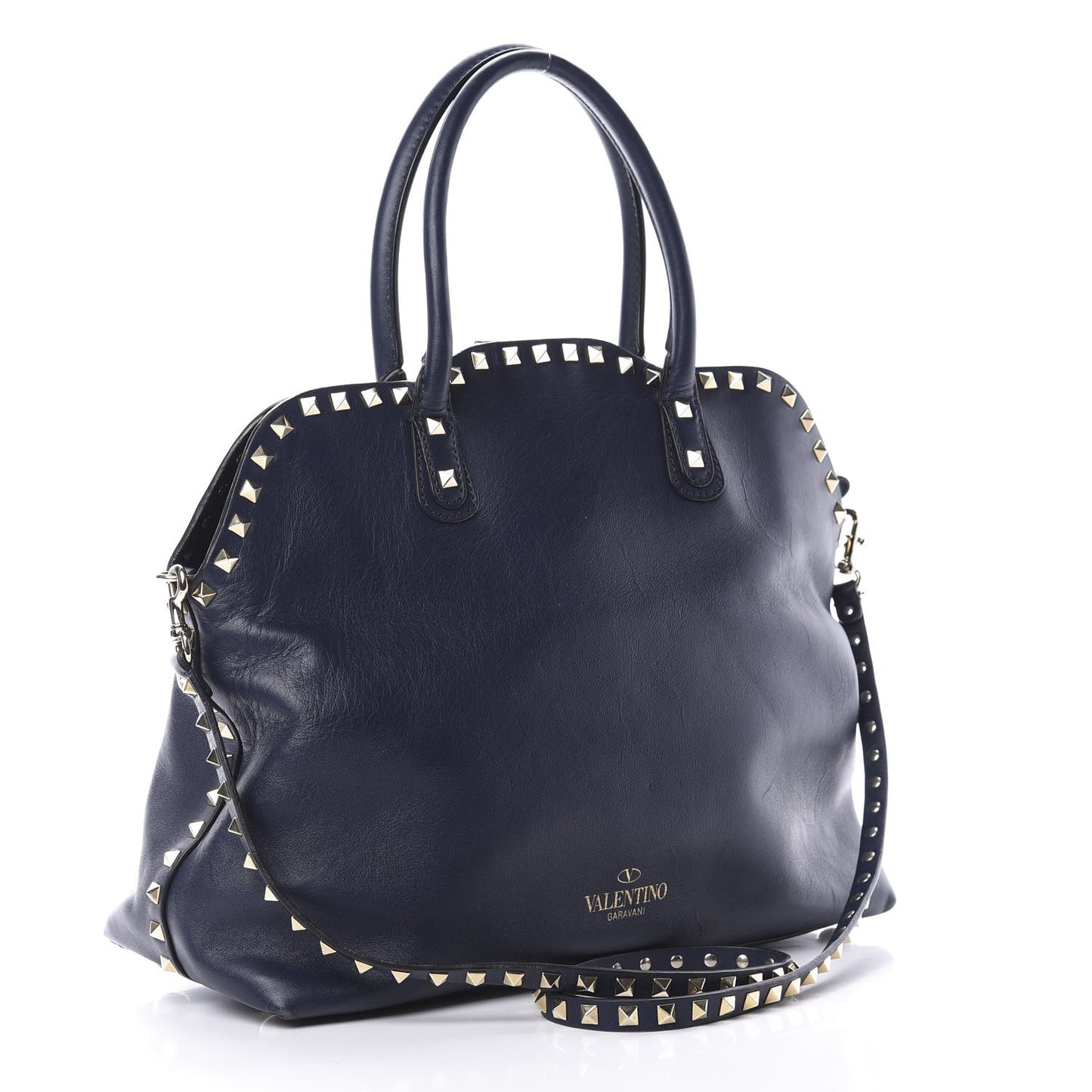 Vitello Rockstud Dome Satchel Marine