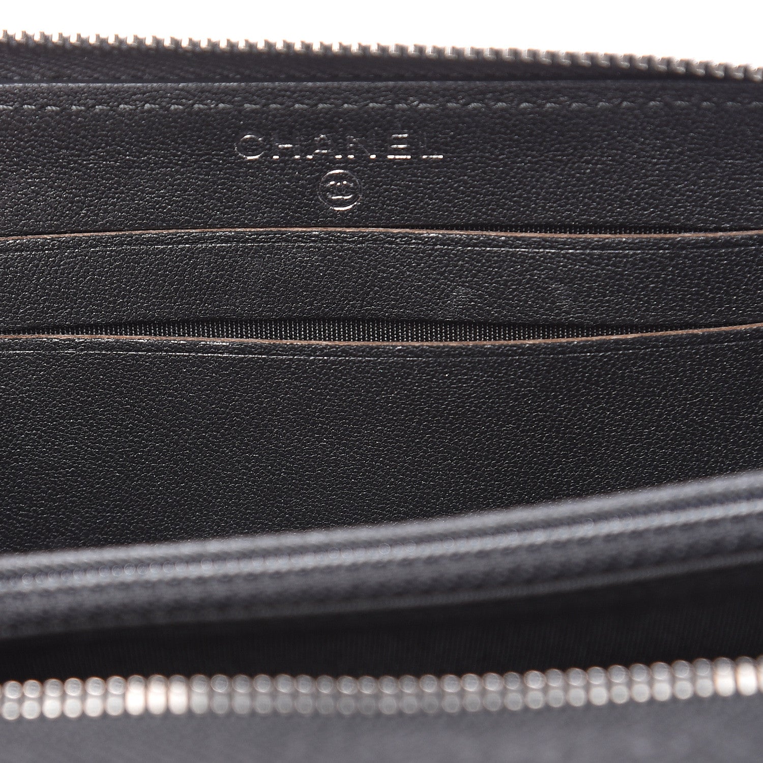 Chanel Sheepskin Chevron Quilted Mademoiselle Vintage Zip Around Wallet Grey 7 of 15