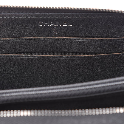 Chanel Sheepskin Chevron Quilted Mademoiselle Vintage Zip Around Wallet Grey 7 of 15