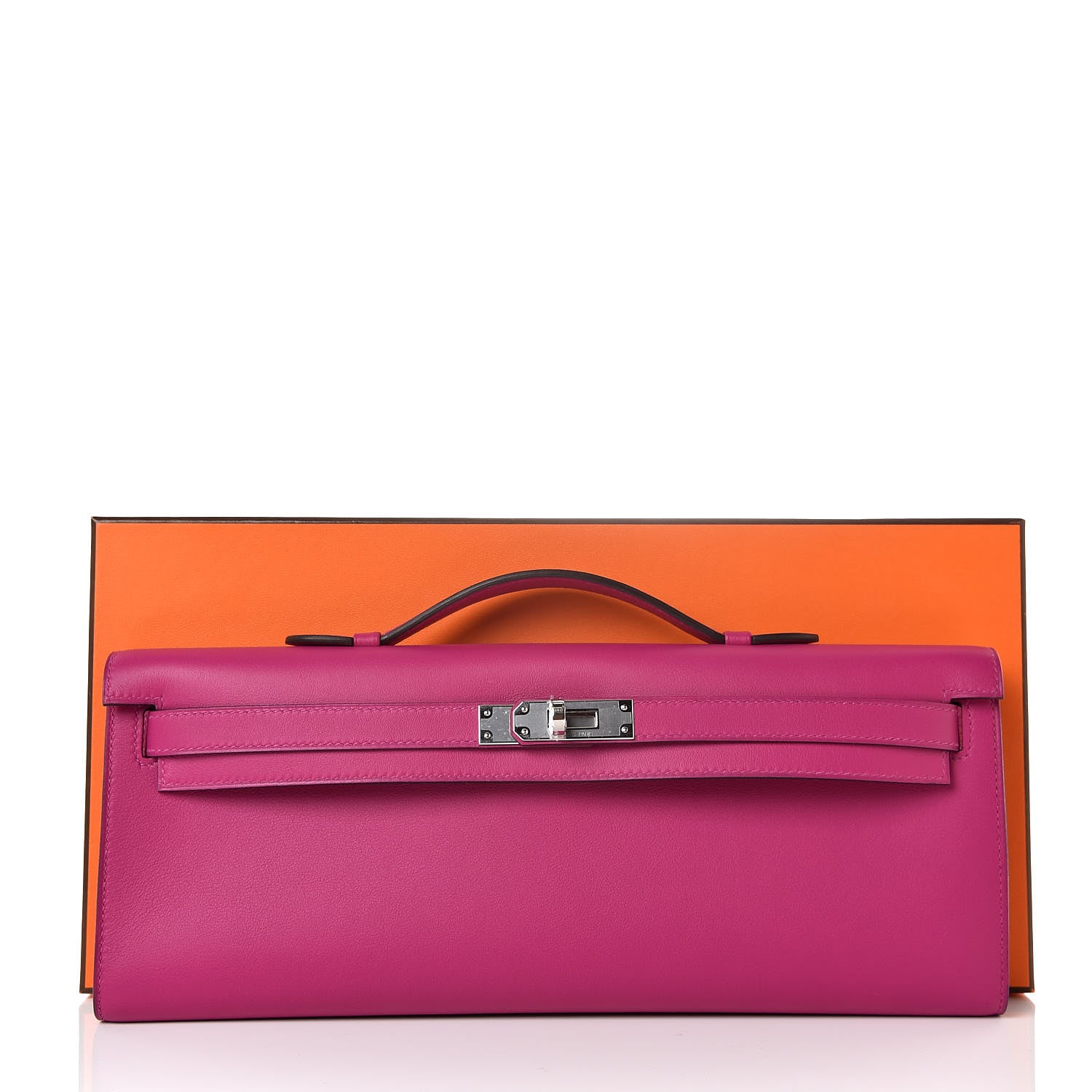 Hermes Swift Kelly Cut Clutch Pochette Rose Pourpre 10 of 10