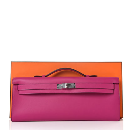 Hermes Swift Kelly Cut Clutch Pochette Rose Pourpre 10 of 10