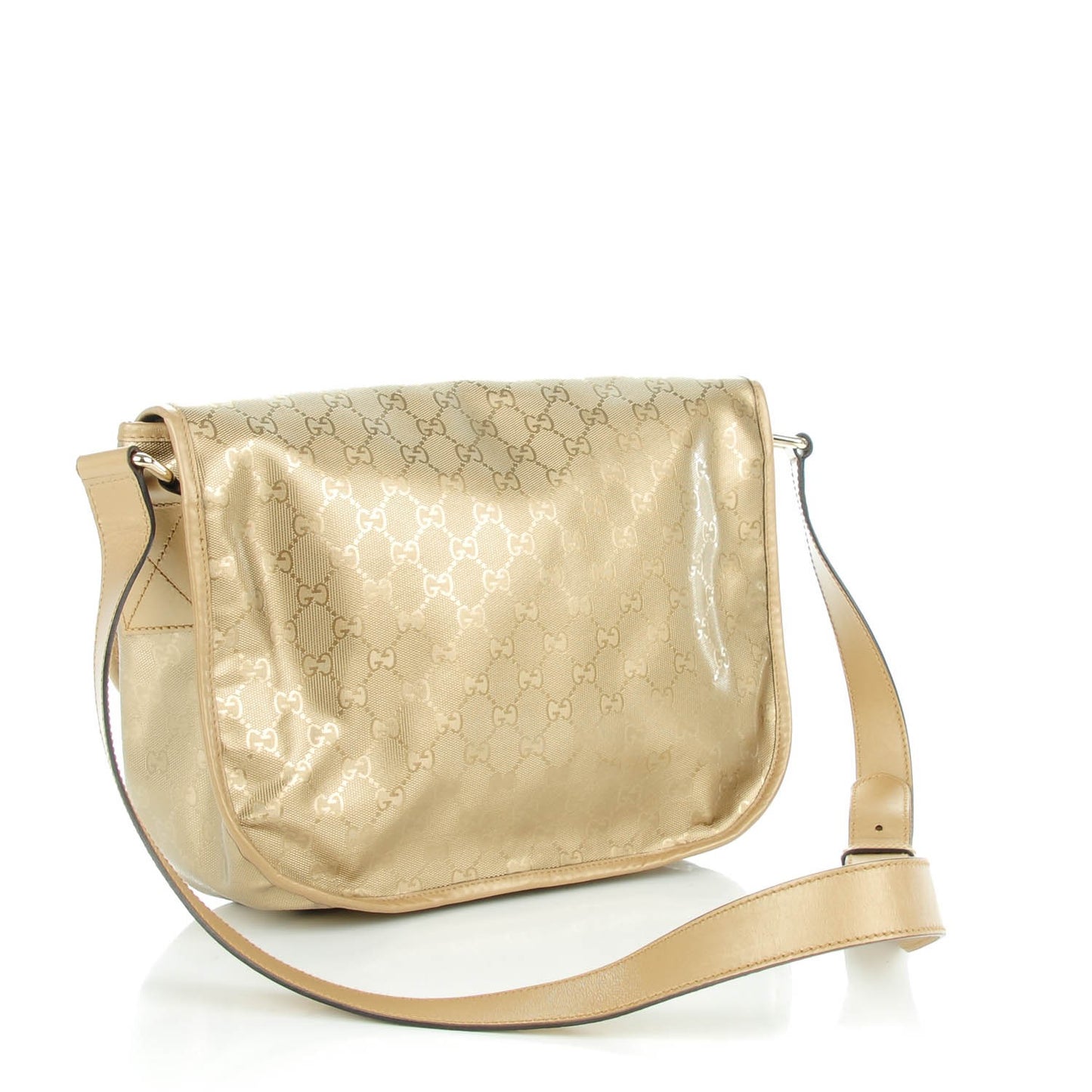 Imprime Monogram Medium Double Buckle Flap Messenger Bag Champagne