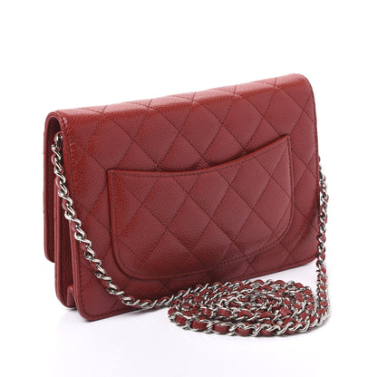 Chanel Caviar Quilted Wallet On Chain WOC Red 2 of 10