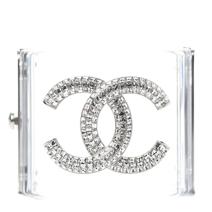 Chanel Lucite Baguette Crystal CC Cuff Transparent Silver 1 of 5