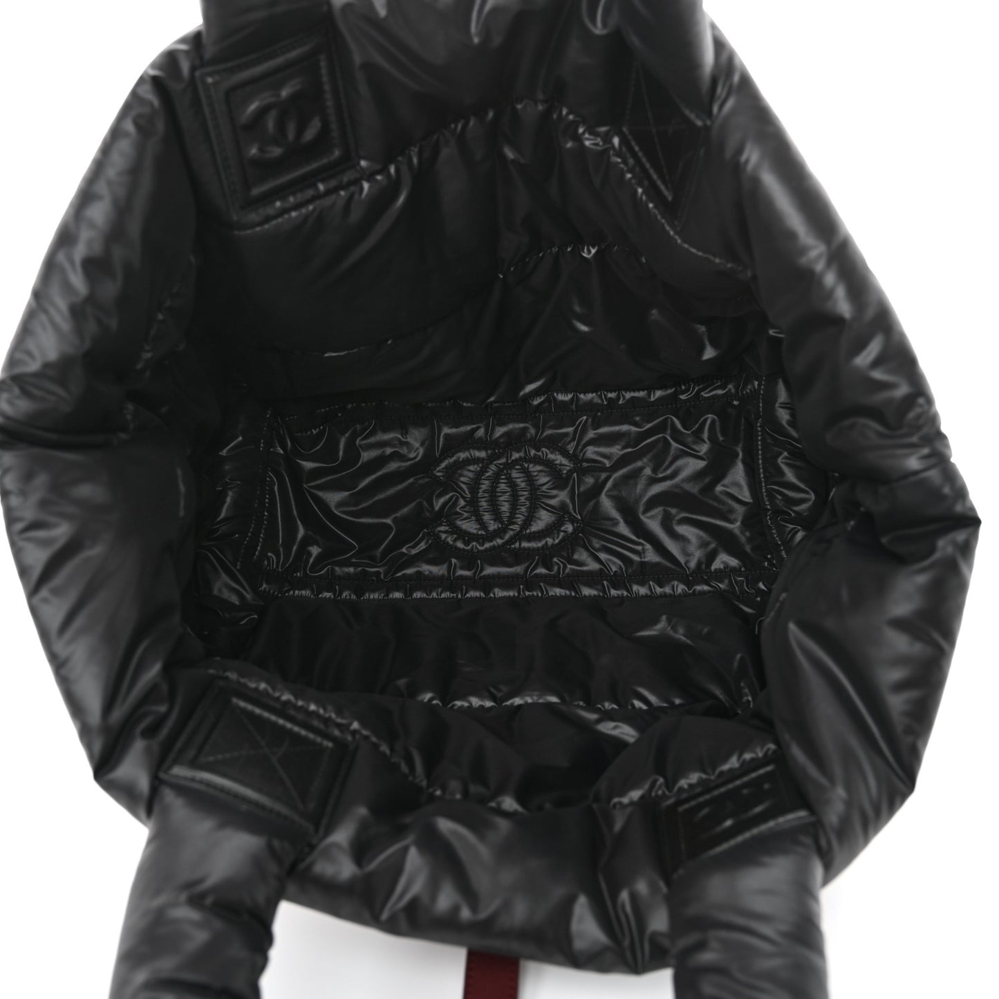 Lambskin Quilted Large Coco Cocoon Reversible Tote Black