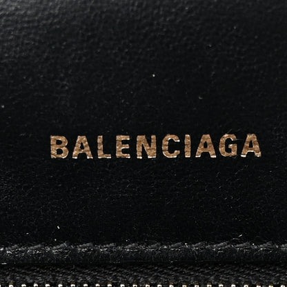 Balenciaga Shiny Calfskin Crocodile Embossed Small Hourglass Top Handle Bag Black 6 of 10