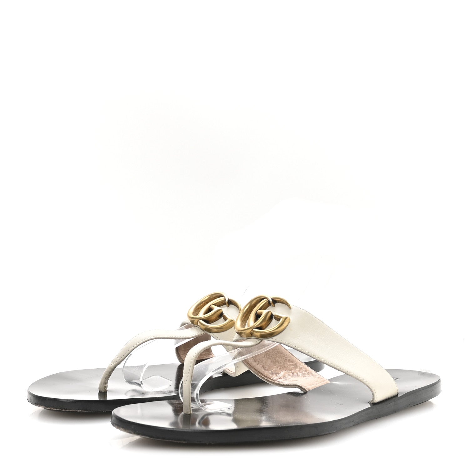 Gucci Calfskin GG Marmont Thong Sandals 38 Mystic White 4 of 7