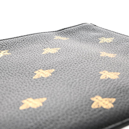 Gucci Dollar Calfskin Boar Effect Bee Star Zip Wristlet Pouch Black 6 of 8
