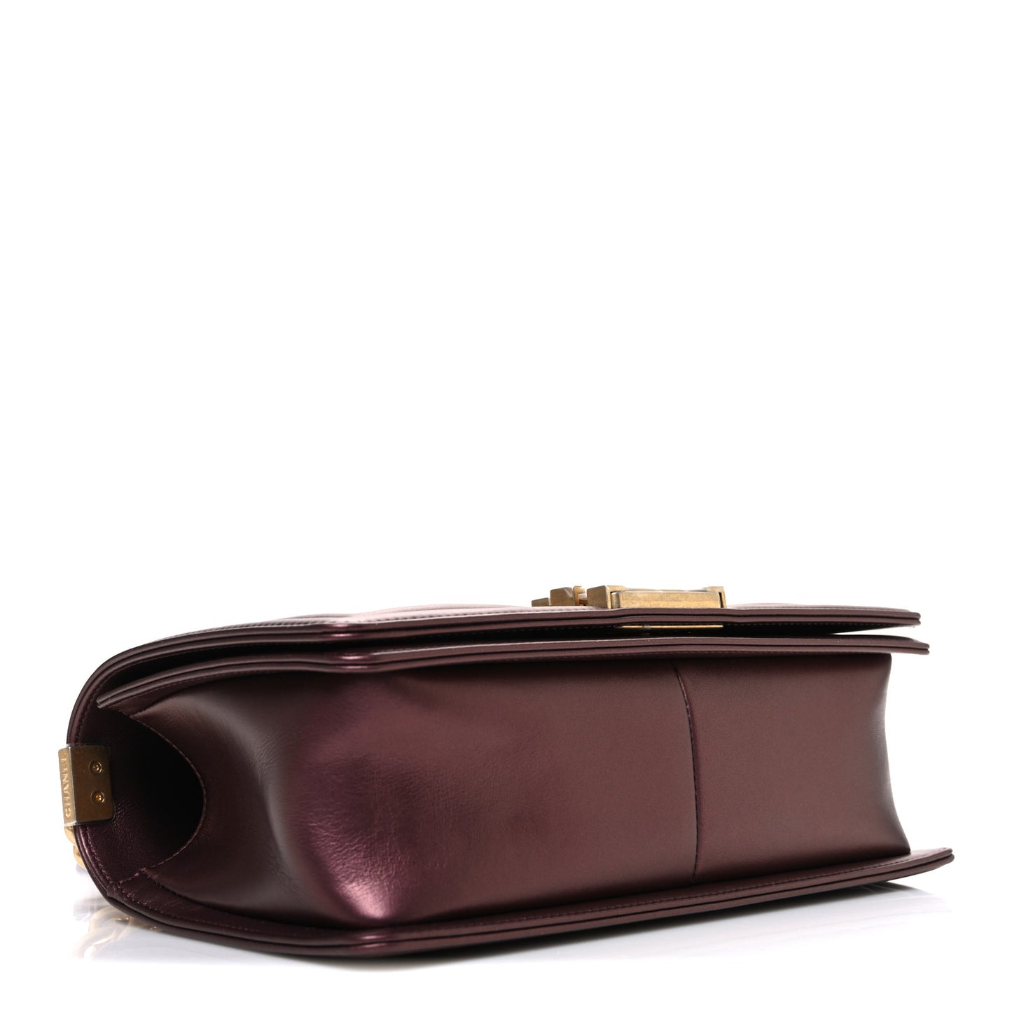 Metallic Calfskin Quilted Medium Boy Flap Plum
