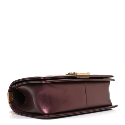 Chanel Metallic Calfskin Quilted Medium Boy Flap Plum 4 of 10