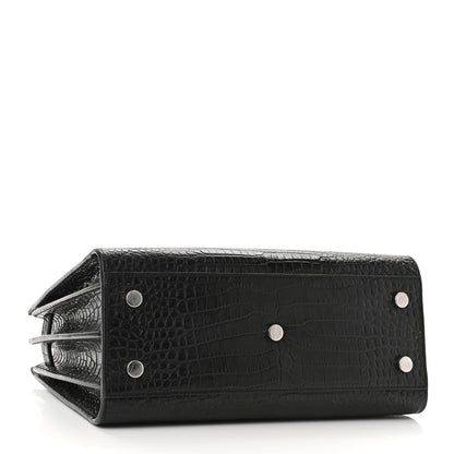 Saint Laurent Calfskin Crocodile Embossed Baby Sac De Jour Black 6 of 28