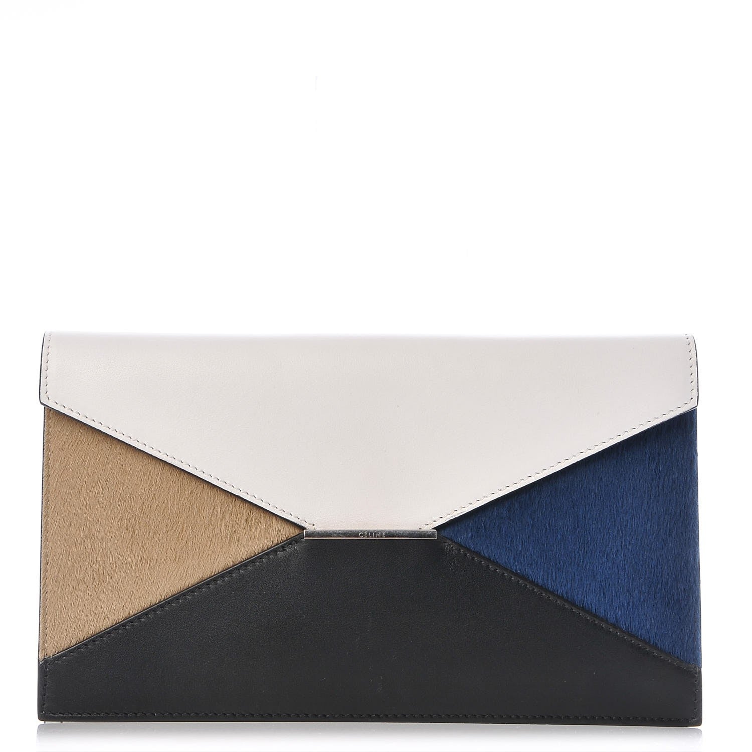 Celine Pony Hair Calfskin Diamond Clutch Wallet White 1 of 9