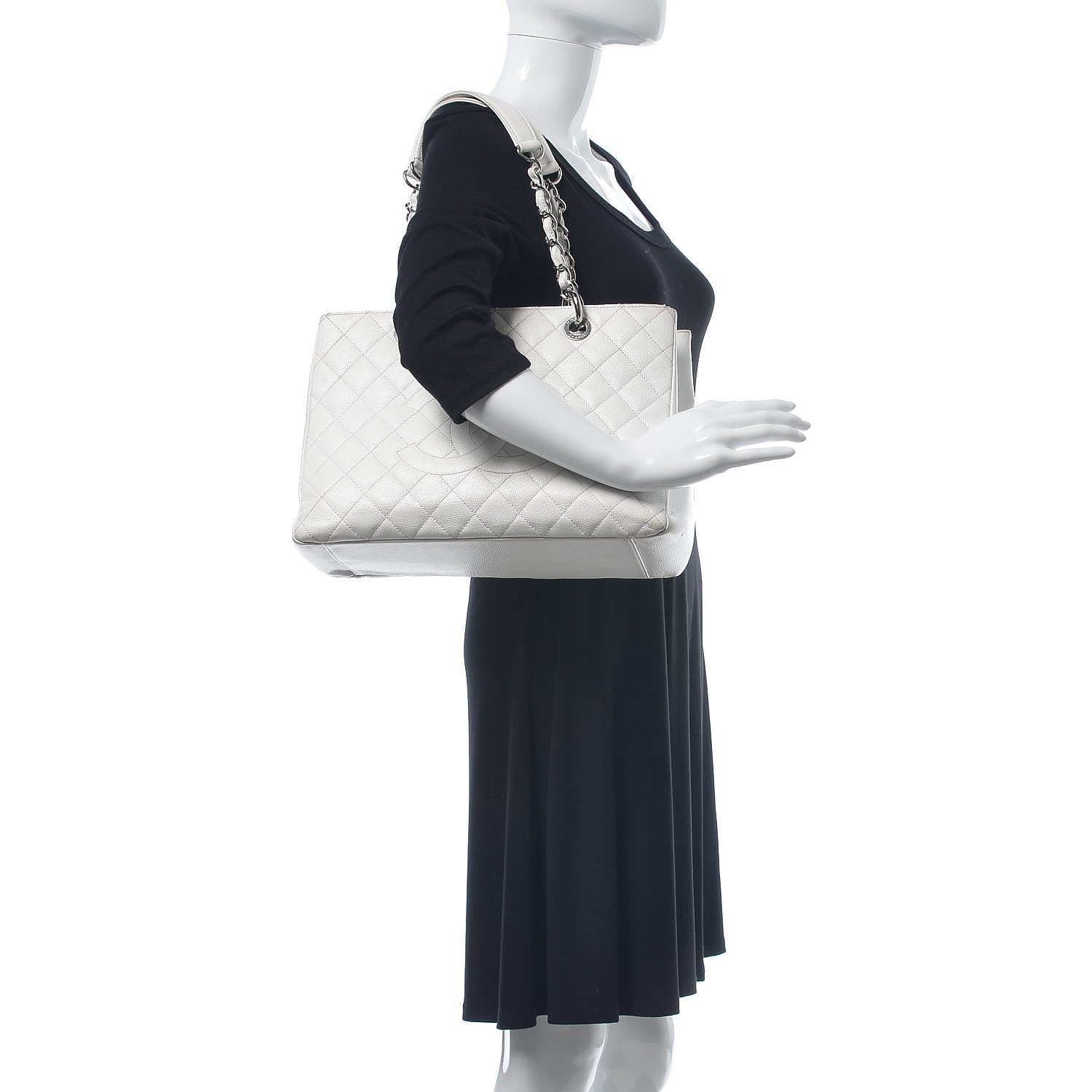 Chanel Caviar Quilted Grand Shopping Tote GST White 2 of 24