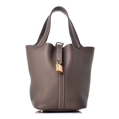 Hermes Taurillon Clemence Picotin Lock 18 PM Etoupe 1 of 9