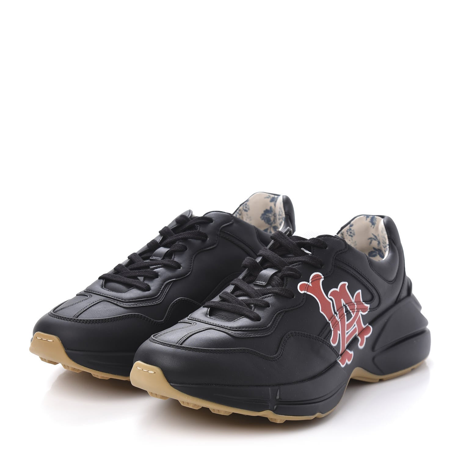 Gucci X MLB Calfskin LA Dodgers Mens Rhyton Sneakers 8 Black 3 of 10