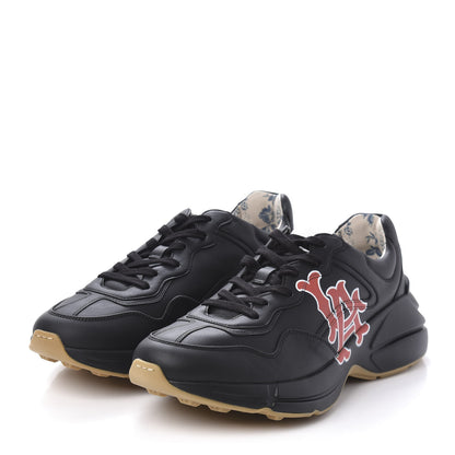 Gucci X MLB Calfskin LA Dodgers Mens Rhyton Sneakers 8 Black 3 of 10