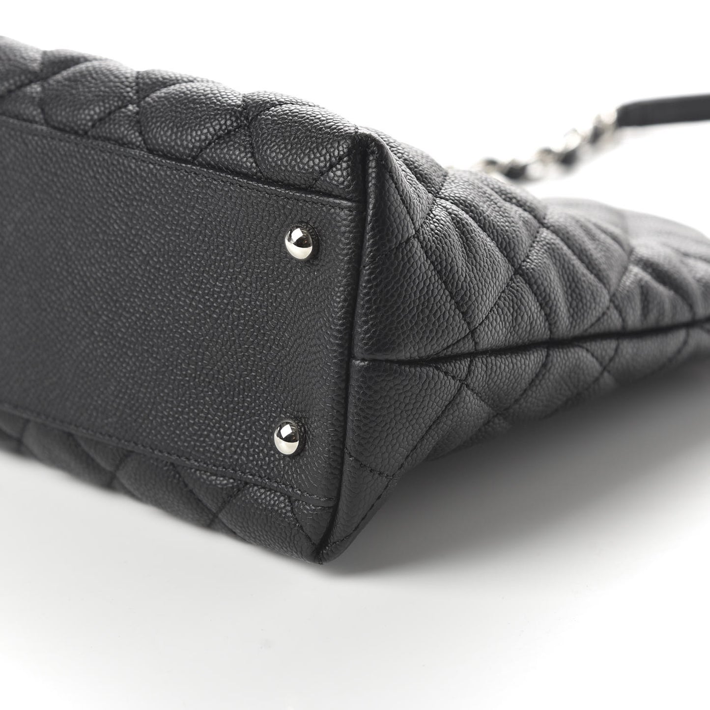 Caviar Quilted CC Shopping Tote Black