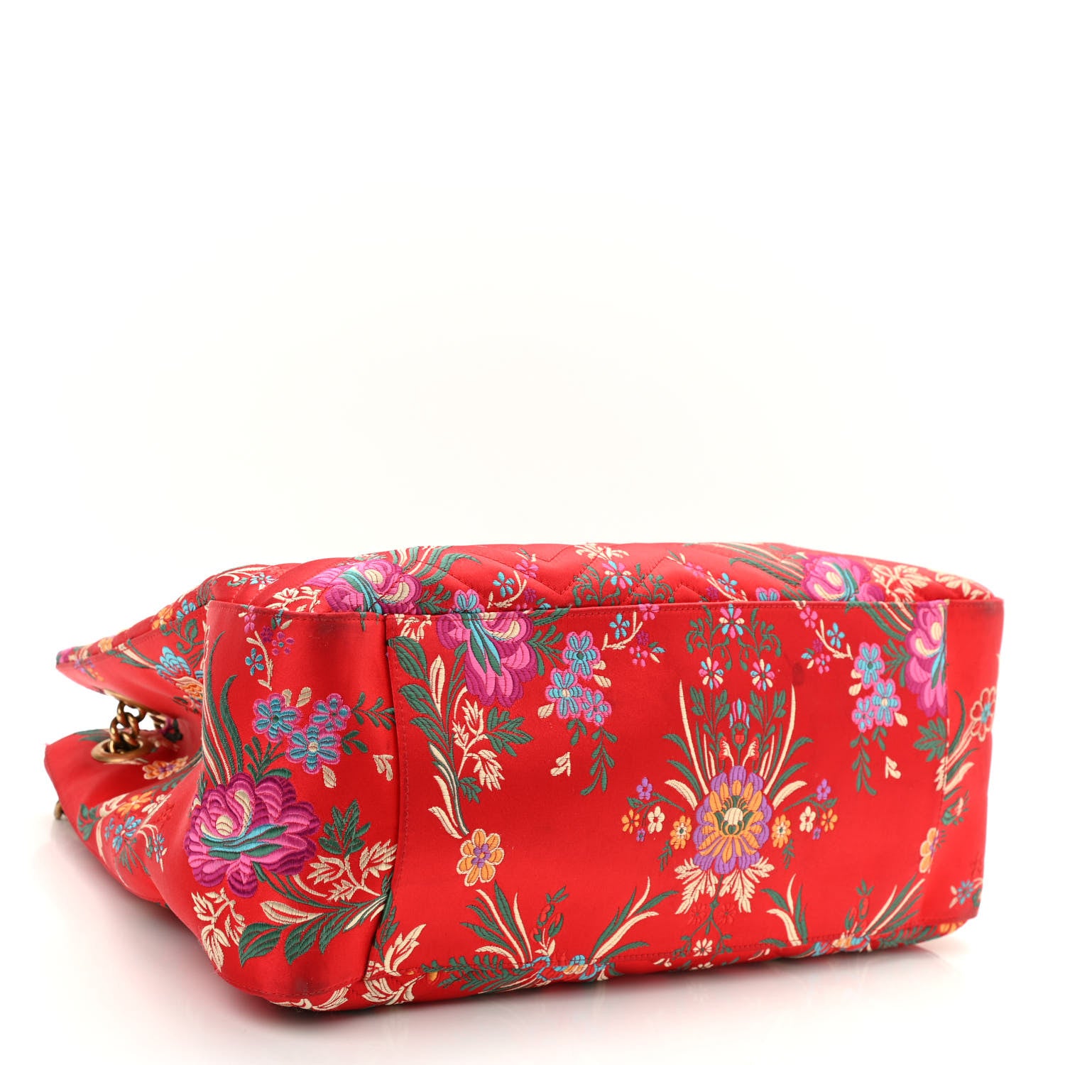 Gucci Jacquard Matelasse Floral Medium GG Marmont Tote Bag Red 4 of 11