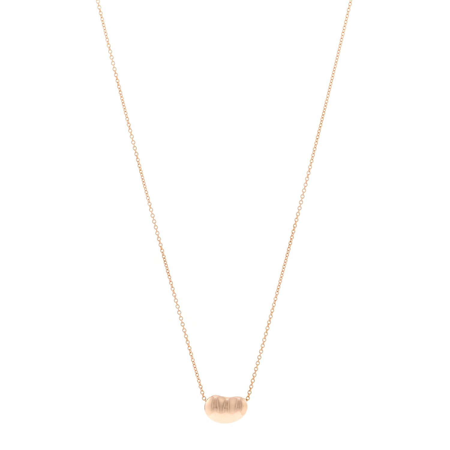 Tiffany 18K Rose Gold 12mm Elsa Peretti Bean Pendant Necklace 1 of 5