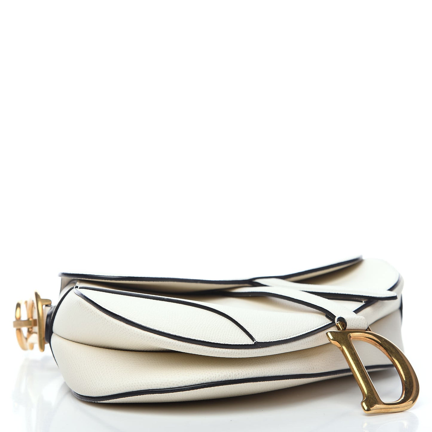 Grained Calfskin Saddle Bag White