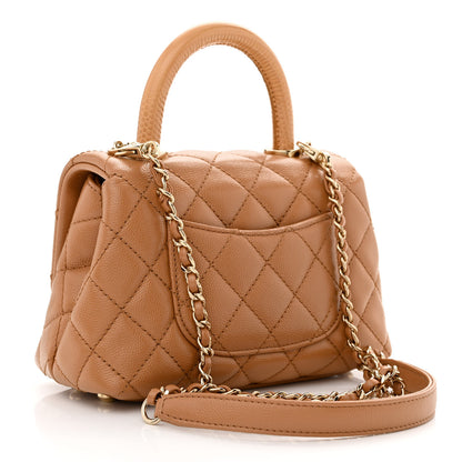 Chanel Caviar Lizard Embossed Quilted Extra Mini Coco Handle Flap Brown 3 of 10