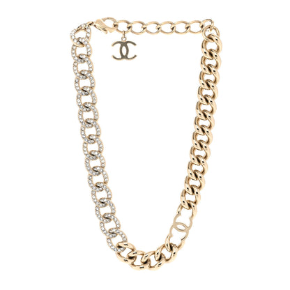 Chanel Crystal CC Chain Link Choker Necklace Gold 3 of 5